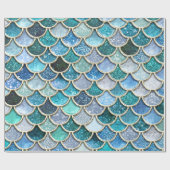 Papier Cadeau Échelles argentées de sirène de parties (Plat)