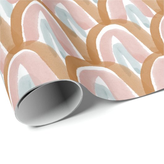 Papier Cadeau Échelles d'aquarelle dans les tons de la Terre (Coin rond)