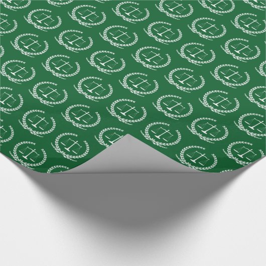 Papier Cadeau Échelles de justice | Papier vert À feuillage pers (Coin)
