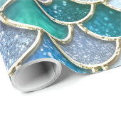 Papier Cadeau Échelles de Parties scintillant de sirène de print (Coin rond)