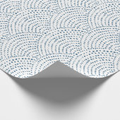 Papier Cadeau Échelles de points d'encre - Bleu D sur blanc (Coin)