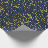 Papier Cadeau Échelles de points d'encre - Marine et or (Coin)