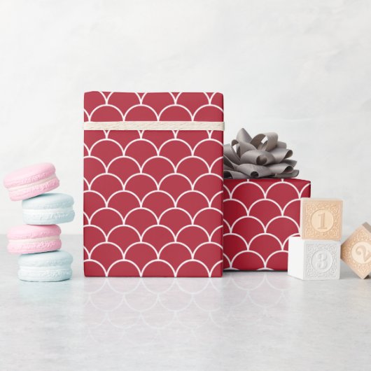 Papier Cadeau Échelles de poisson rouge de Noël motif (Baby Shower)