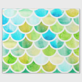 Papier Cadeau Échelles de sirène. Aquarelle écailles de poisson. (Plat)
