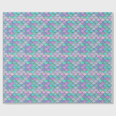 Papier Cadeau Échelles de sirène : motif d'onde aquarelle. (Plat)