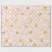 Papier Cadeau Echelles de sirène rêvées rose et or (Plat)