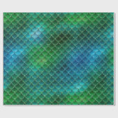 Papier Cadeau Échelles de sirène vertes (Plat)