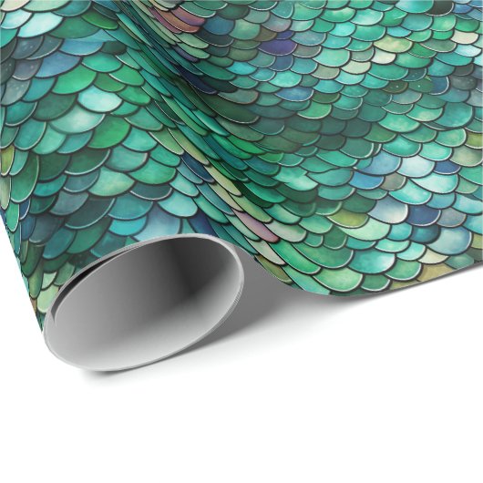 Papier Cadeau Échelles de sirènes enchantées : conception Motif (Coin rond)