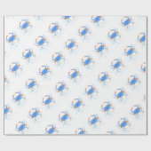 Papier Cadeau Éclaboussure de peinture de crabe bleu d'aquarelle (Plat)