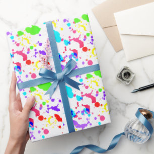 Papier Cadeau Éclaboussure de peinture néon Faux Glow aquarelle