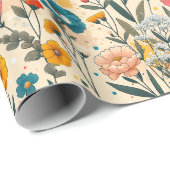 Papier Cadeau Éclaboussure de prairie sauvage (Coin rond)