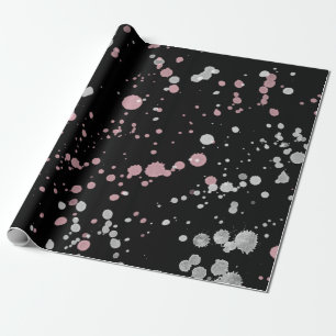 Papier Cadeau Éclaboussure rose et blanche de peinture