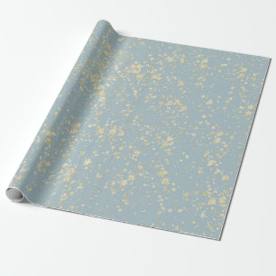 Papier Cadeau Éclaboussures dorées Mousse de mer Bleu Vert Gris 