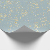 Papier Cadeau Éclaboussures dorées Mousse de mer Bleu Vert Gris  (Coin)