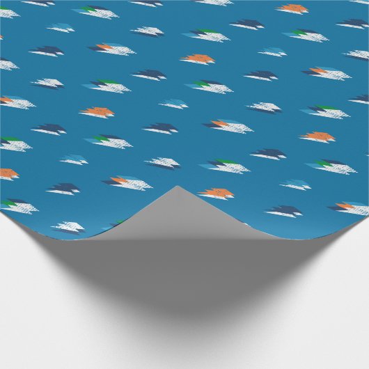 Papier Cadeau Éclair en gras Imprimer sur bleu (Coin)