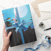 Papier Cadeau Éclairage De Rue Et Lune