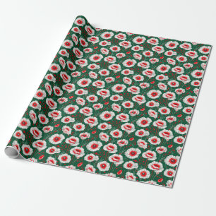 Papier Cadeau 🌼 Éclat de Coquelicot Blanc ❄️ Cadeau Floral Élég