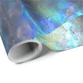 Papier Cadeau Éclat Paua NZ bleu vert Abalone (Coin rond)