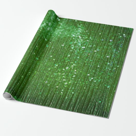 Papier Cadeau Éclat Vert Brillance Pailleté (Déroulé)