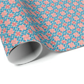 Papier Cadeau Éclectique Boho Rouge Turquoise (Coin rond)
