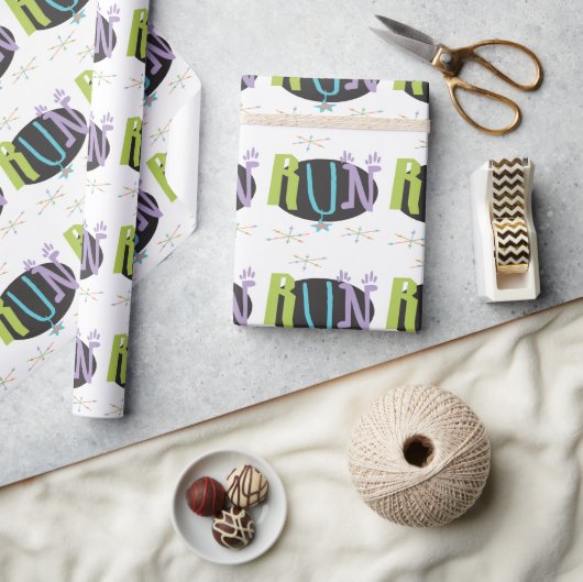 Papier Cadeau Eclectique RUN Runner thème Wrapping Papier (Artisanat)