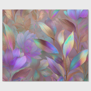 Papier Cadeau Éco-futurisme Fleurs tropicales bioluminescentes