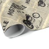 Papier Cadeau Ecole ancienne de moto (Coin rond)