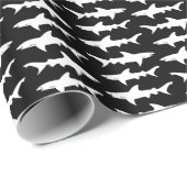 Papier Cadeau École d'attaque de requin des requins noirs et (Coin rond)