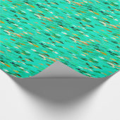 Papier Cadeau École de Poisson, Aqua, Vert et Or (Coin)