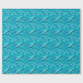 Papier Cadeau École de Poissons, Turquoise, Bleu et Aqua (Plat)