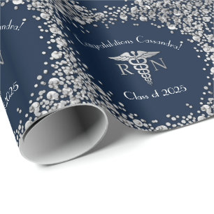 Papier Cadeau École de soins infirmiers Graduation Marine Bleu A