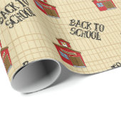 Papier Cadeau École Maison Retour À L'École Enseignant Enfants (Coin rond)