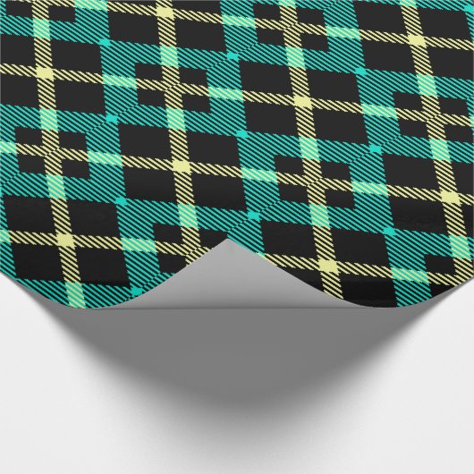 Papier Cadeau écossais écossais écossais motif jaune turquoise p (Coin)