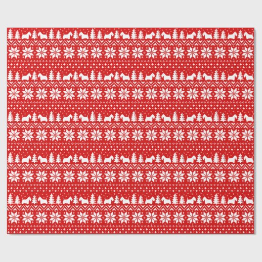 Papier Cadeau Écossais Terrier Scottie Chien Silhouettes Noël (Plat)