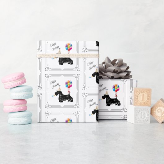 Papier Cadeau Ecosse Terrier Anniversaire (Baby Shower)