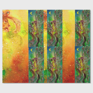 PAPIER CADEAU ÉCRAN DE NOËL VERT, ÉPARGNES D'OR, ÉPICEAUX FLORAU