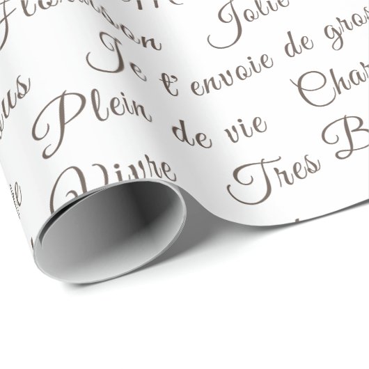 Papier Cadeau Écran Français Words Wrapper Paper (Coin rond)