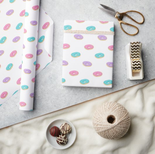 Papier Cadeau Écrasage Motif des beignets à épandre mignon (Artisanat)