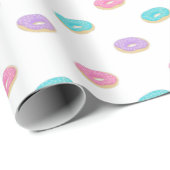 Papier Cadeau Écrasage Motif des beignets à épandre mignon (Coin rond)
