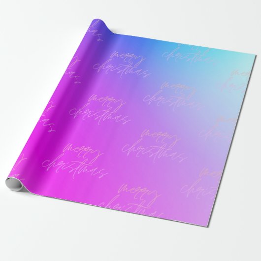 Papier Cadeau Écrit main Joyeux Noël Fun Gradient Élégant (Déroulé)