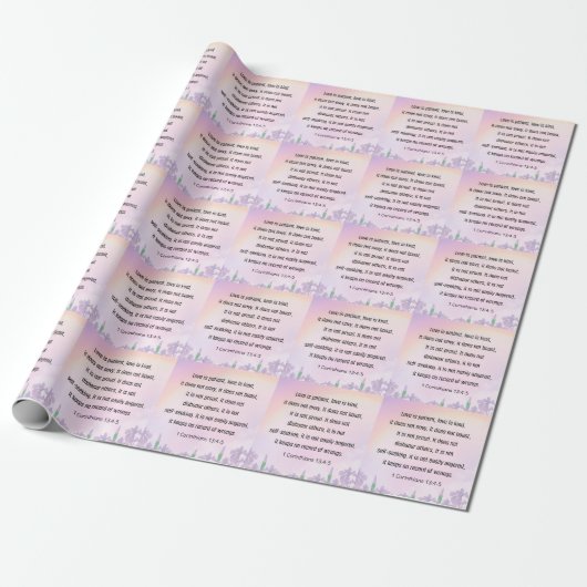 Papier Cadeau Écriture, 1 Corinthiens 13 4-5, (Déroulé)