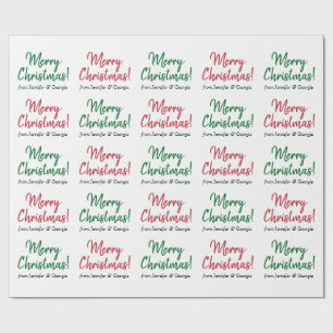 Papier Cadeau Écriture à la main rouge ou verte "Joyeux Noël !"
