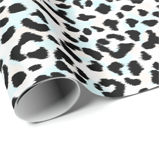 Papier Cadeau Écriture chic de guépard noir et blanc (Coin rond)