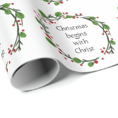 Papier Cadeau Écriture chrétienne de Noël Sticker Écriture (Coin rond)