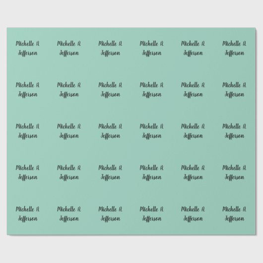 Papier Cadeau Écriture créative sarcelle claire Nom tendance (Plat)