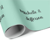 Papier Cadeau Écriture créative tendance sarcelle légère Nom (Coin rond)
