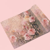Papier Cadeau Écriture d'antiquité florale Rose