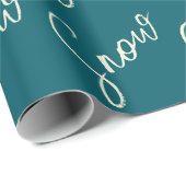 Papier Cadeau Écriture de neige ardoise bleue et beurre élégant (Coin rond)