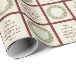 Papier Cadeau Écriture de Noël - Gloire à Dieu