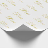 Papier Cadeau Écriture dorée chic blanc amour calligraphie de ma (Coin)